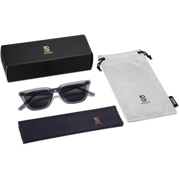💫 Women Grey Narrow Square Sunglasses Polarized Retro Trendy Driving Eyewear